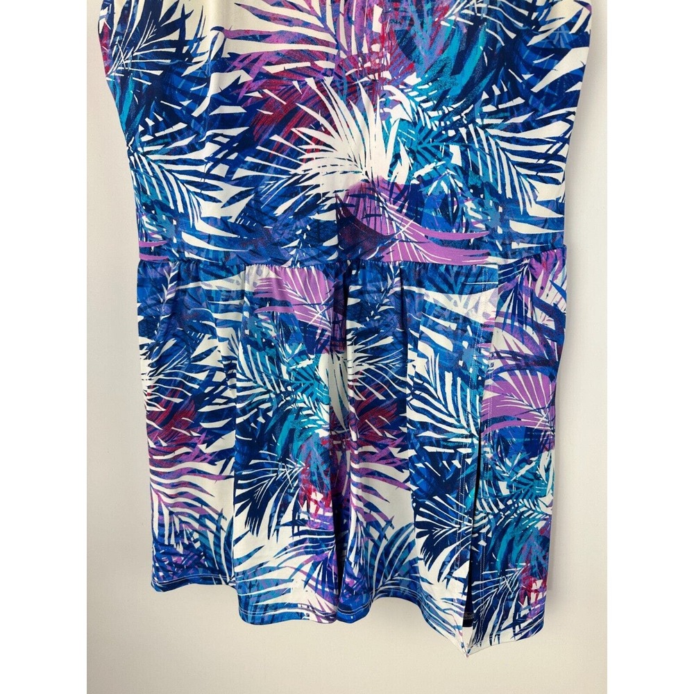 Swimsuits For All Side-Slit Swim Dress Multi Color Leaves Women's Plus Size 22 - Picture 5 of 9